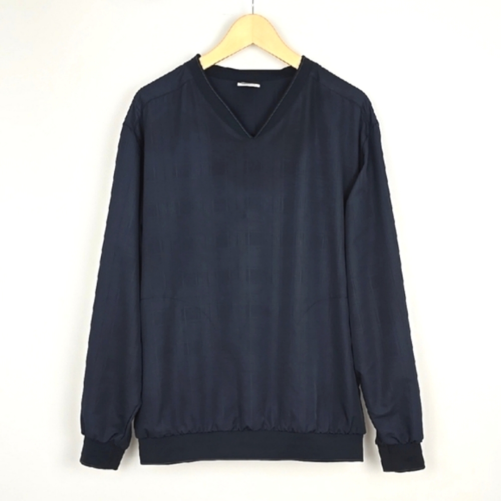 Nike Golf Men's Pullover Windbreaker Navy Blue V-Neck Ghosted Pin Stripes Size L